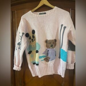 Vintage Pink Berek Hand Knitted Women's Cotton Sweater from Uruguay S/M #1008